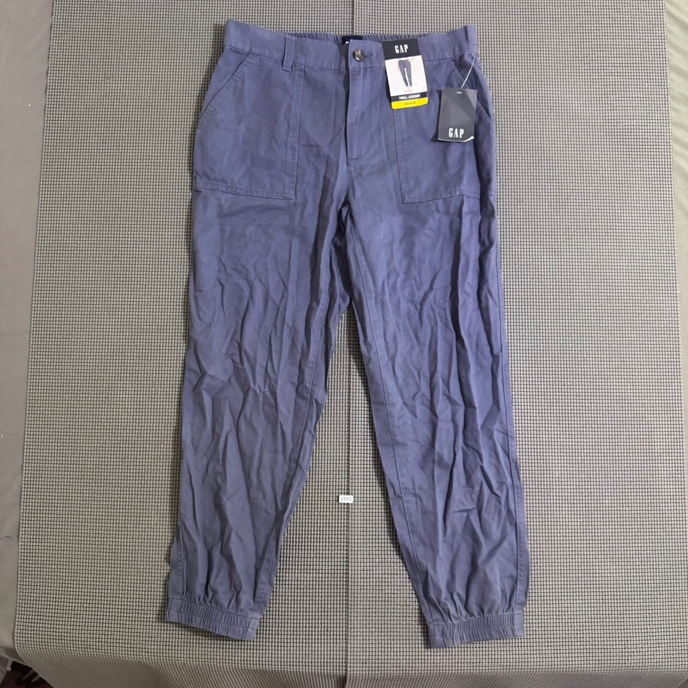 Gap Women Twill Jogger Pants Blue Gray Size Medium NWT
